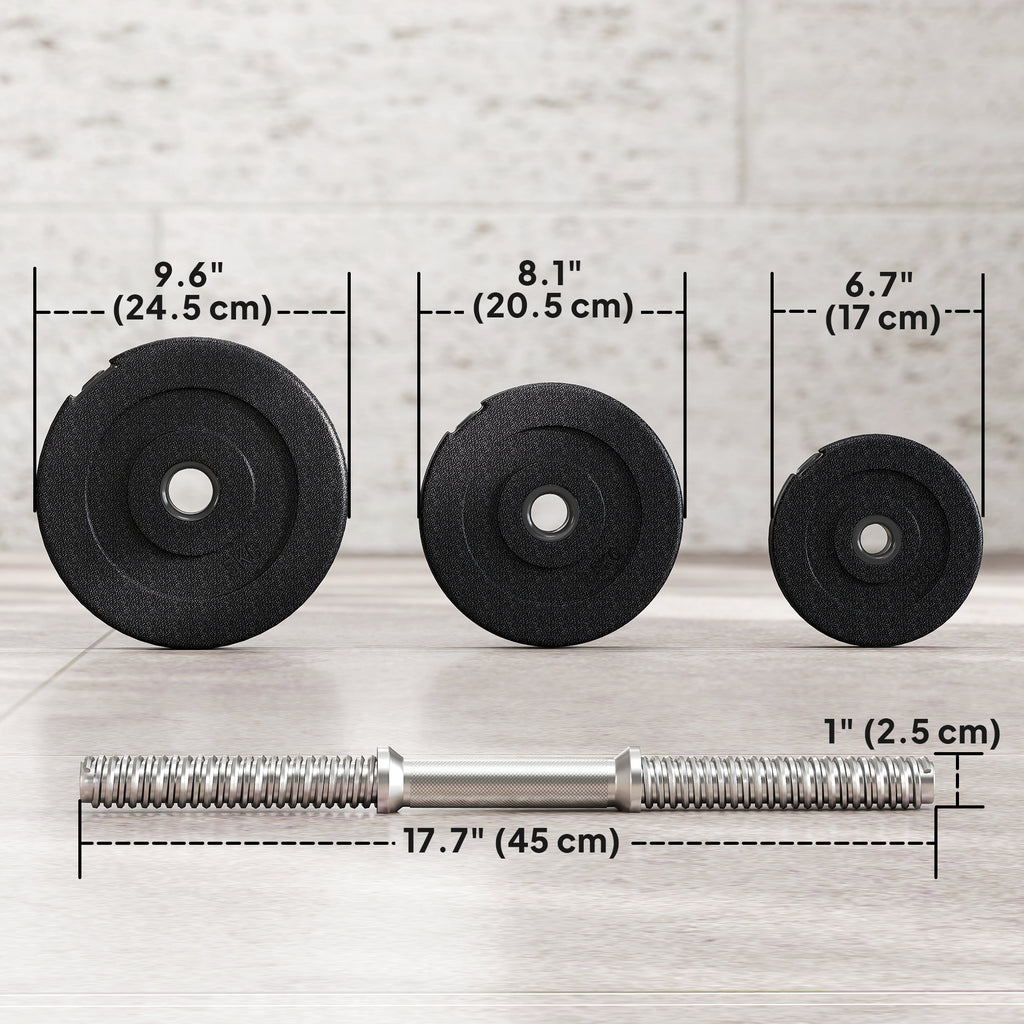 Soozier Adjustable 2 x 22lbs Weight Dumbbell Set for Weight Fitness Training Exercise Fitness Home Gym Equipment, Black (Pair)