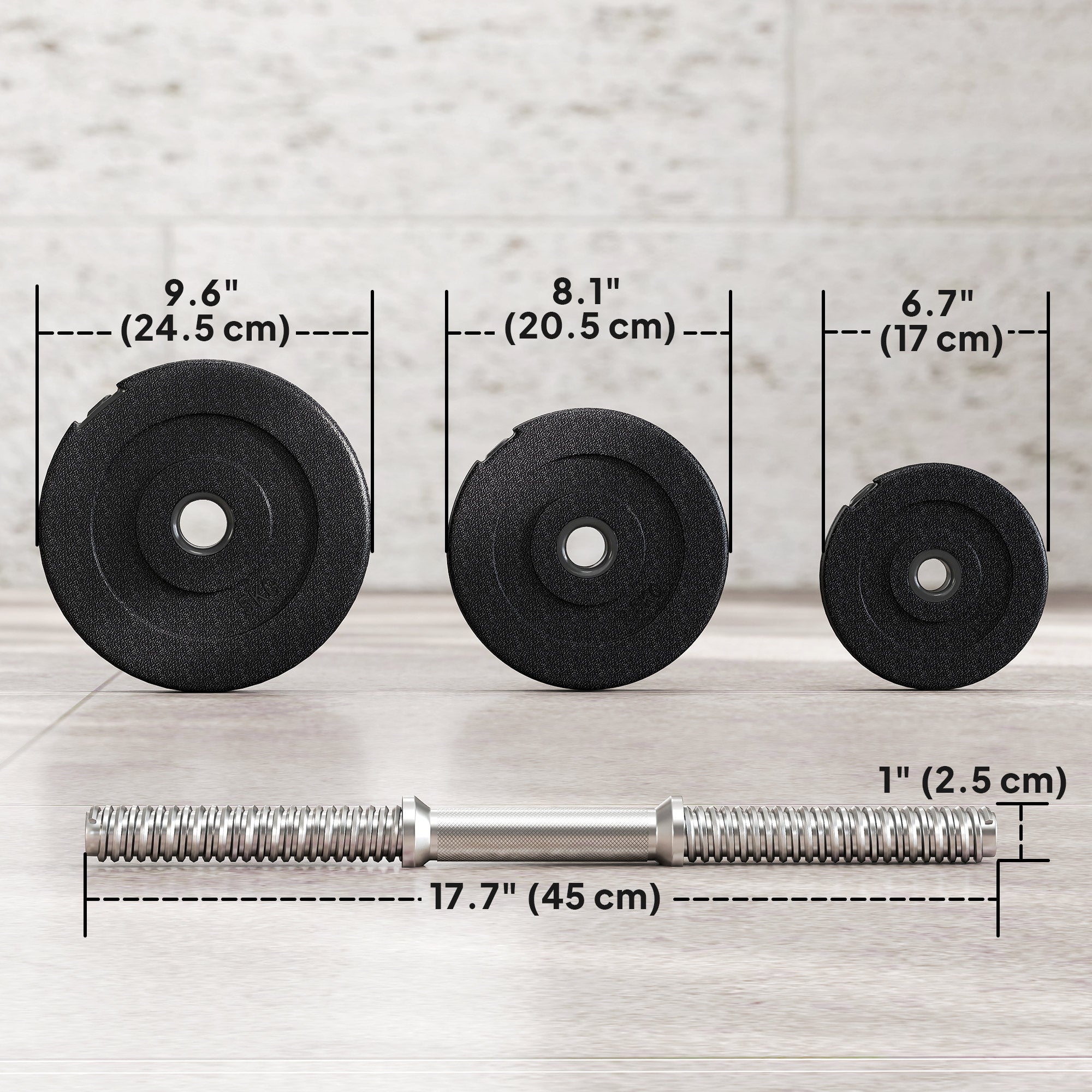 Soozier Adjustable 2 x 22lbs Weight Dumbbell Set for Weight Fitness Training Exercise Fitness Home Gym Equipment, Black (Pair)