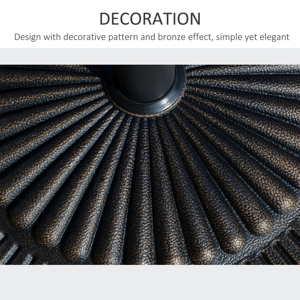 Round Umbrella Base Φ19.1", 31.5 lbs Resin Stand with Decorative Design for Poles 1.5"/1.9", Bronze