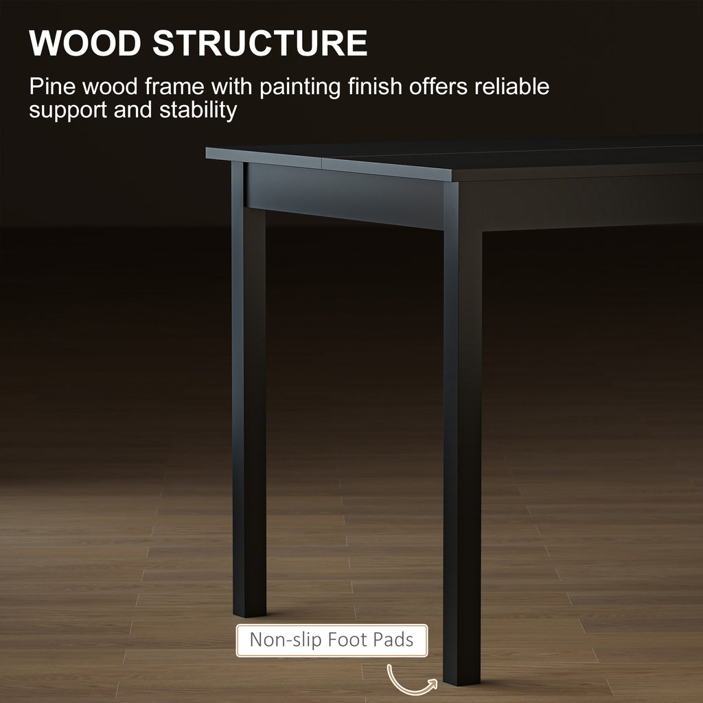 47" x 30" Dining Table, Farmhouse Dining Room Table with Pine Wood Frame, Space Saving Kitchen Table, Black