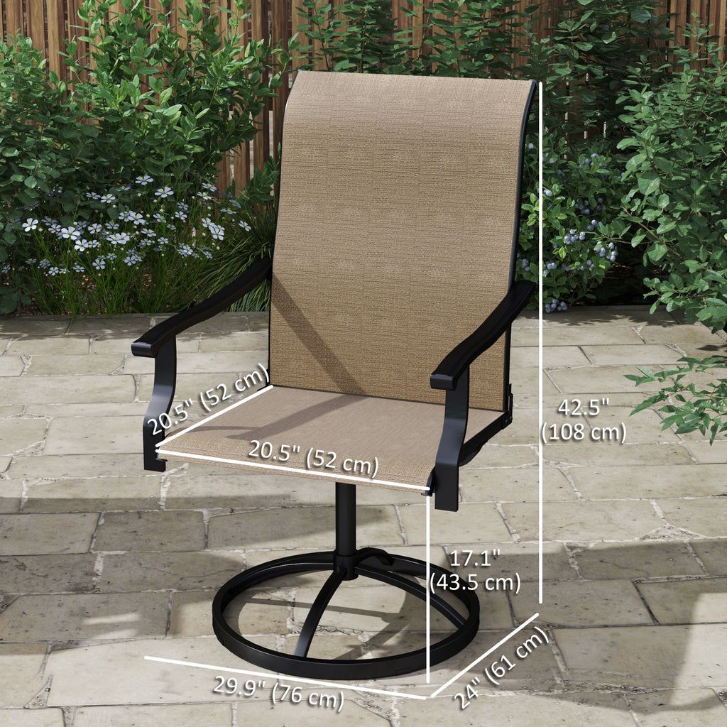 Outdoor Swivel Dining Chairs Set of 2, High Back Swivel Chairs with All Weather Mesh for Deck, Backyard, Poolside, Grey