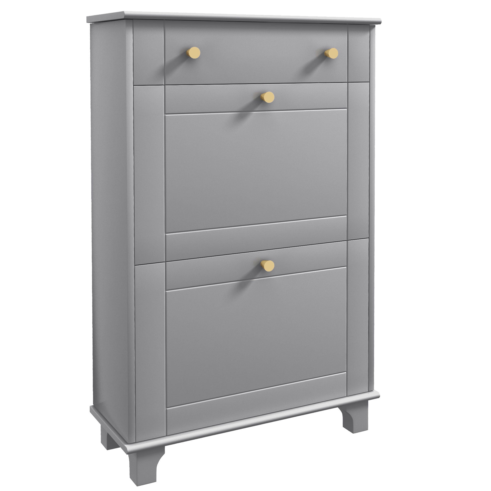 Slim Shoe Storage with 2 Flip Drawers and Adjustable Shelves Shoe Cabinet Organizer for 8 Pair,  White