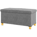 Storage Ottoman Bench, Velvet Upholstered Foldable Ottoman Footrest, Foot Stool with Wood Legs for Living Room, Bedroom