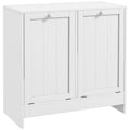 Tilt-Out Laundry Storage Cabinet, Modern Laundry Hamper with 2 Compartments for Bathroom Washroom, White