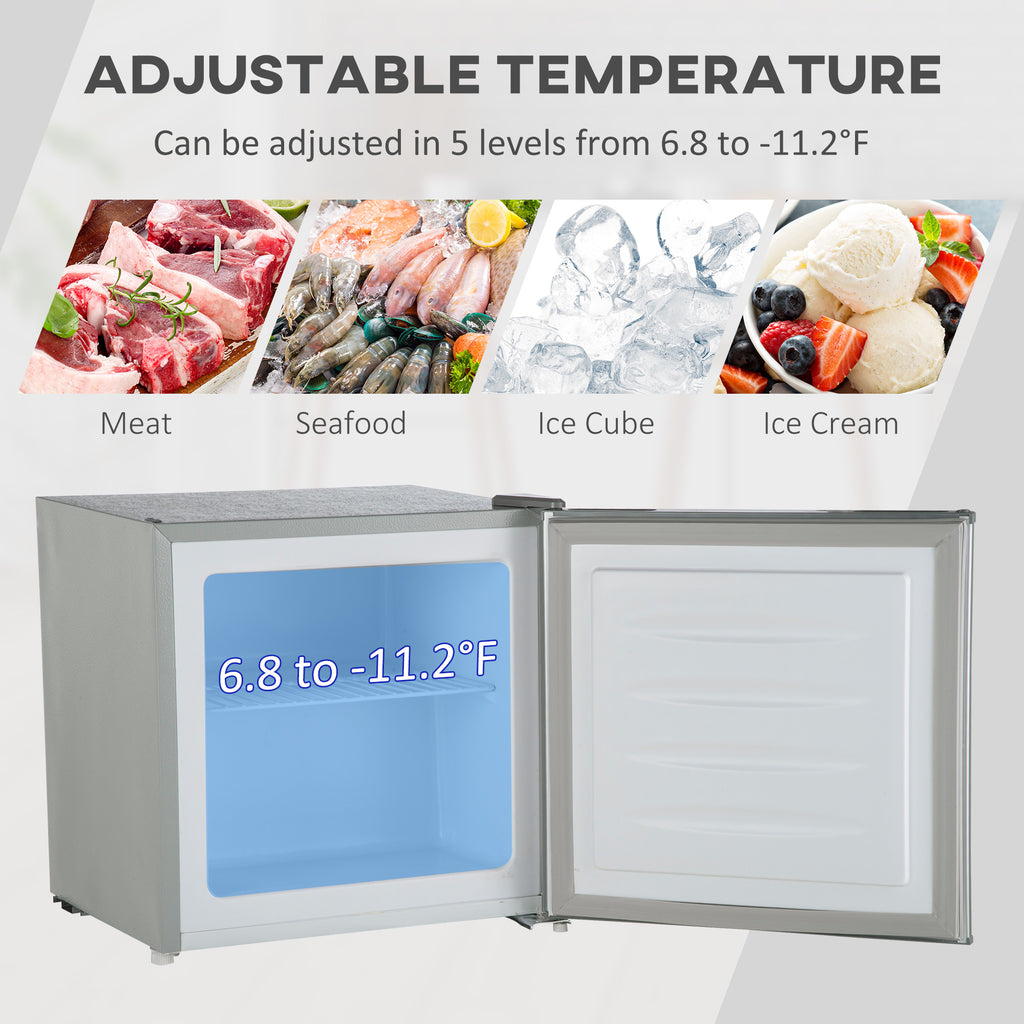 1.1 Cu. Ft. Mini Freezer, Compact Upright Freezer with Reversible Door, Removable Shelf, Adjustable Temperature, White
