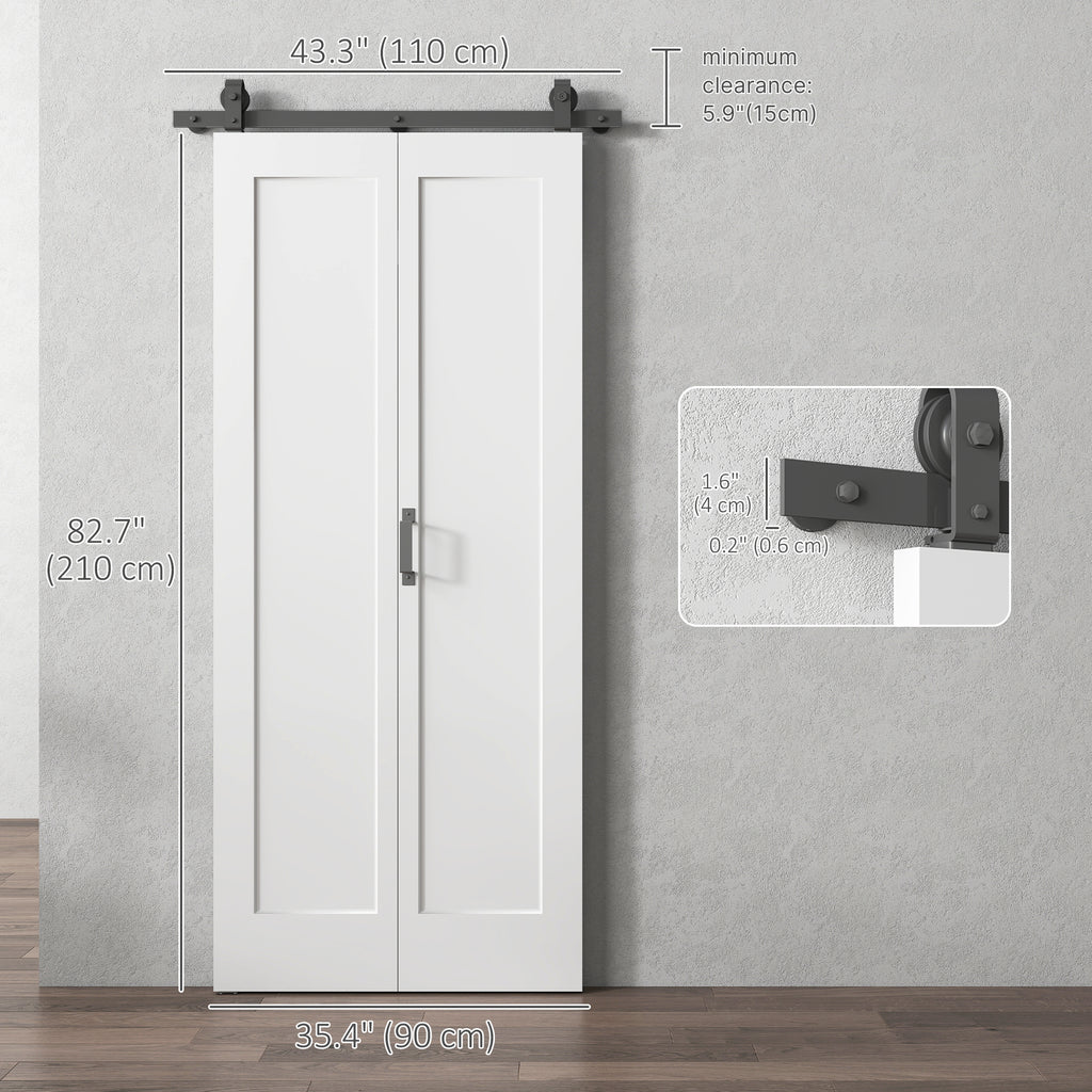 35" x 83" Sliding Door with 3.6FT Bi-Folding Door, Hardware Kit Included & Handle, DIY Paintable MDF Surface