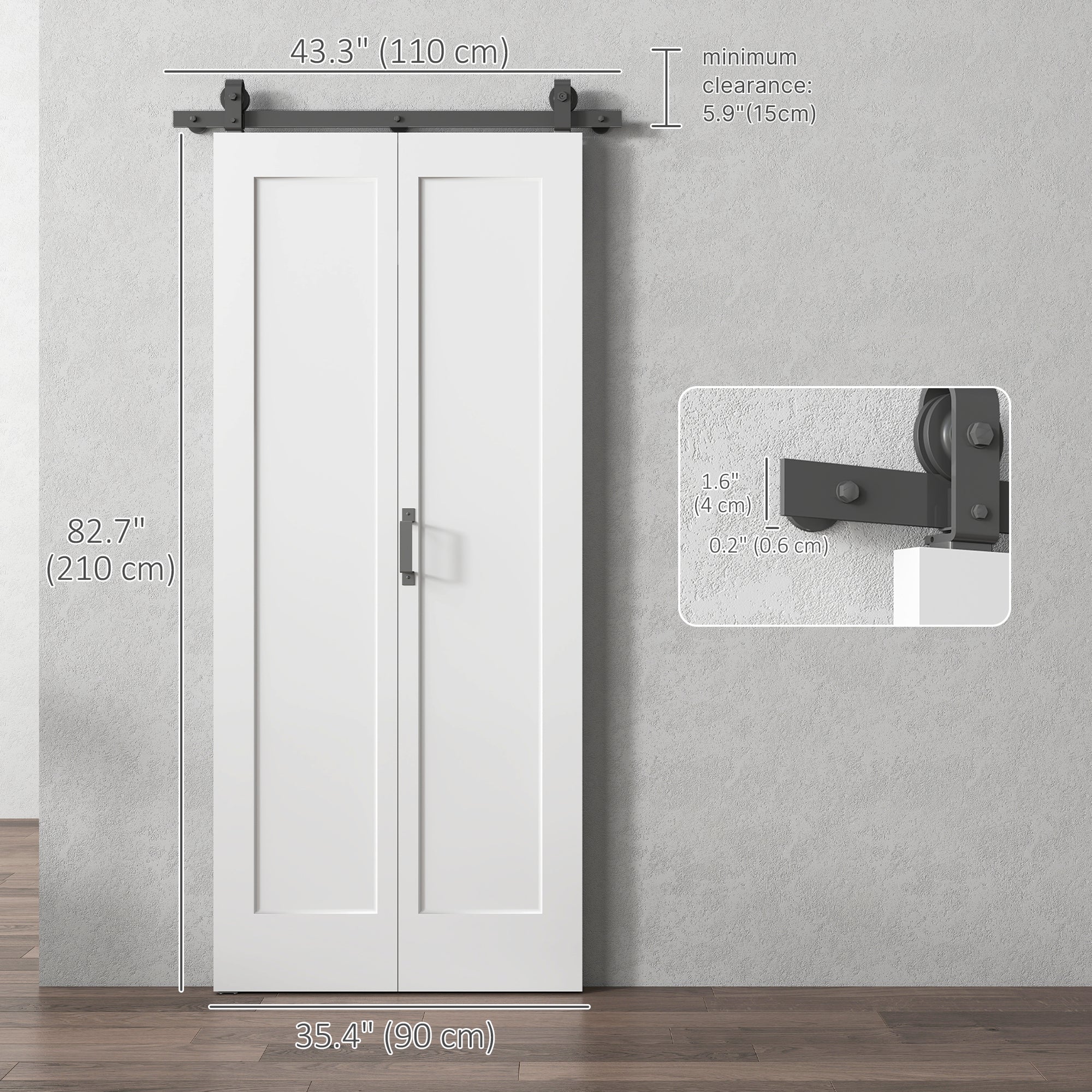 35" x 83" Sliding Door with 3.6FT Bi-Folding Door, Hardware Kit Included & Handle, DIY Paintable MDF Surface