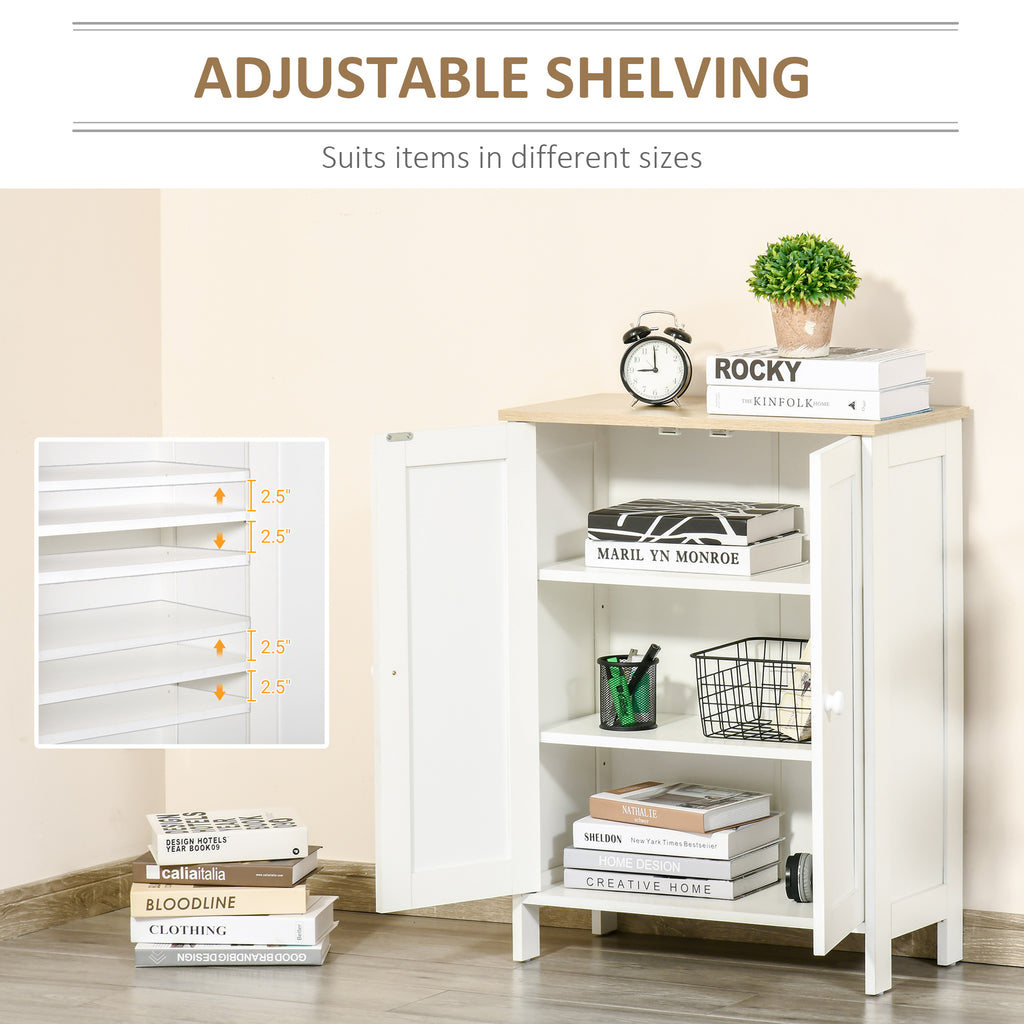 Storage Cabinet with Doors, Cupboard Organization with 2 Adjustable Shelves, Storage Solution for Living Room, Bathroom