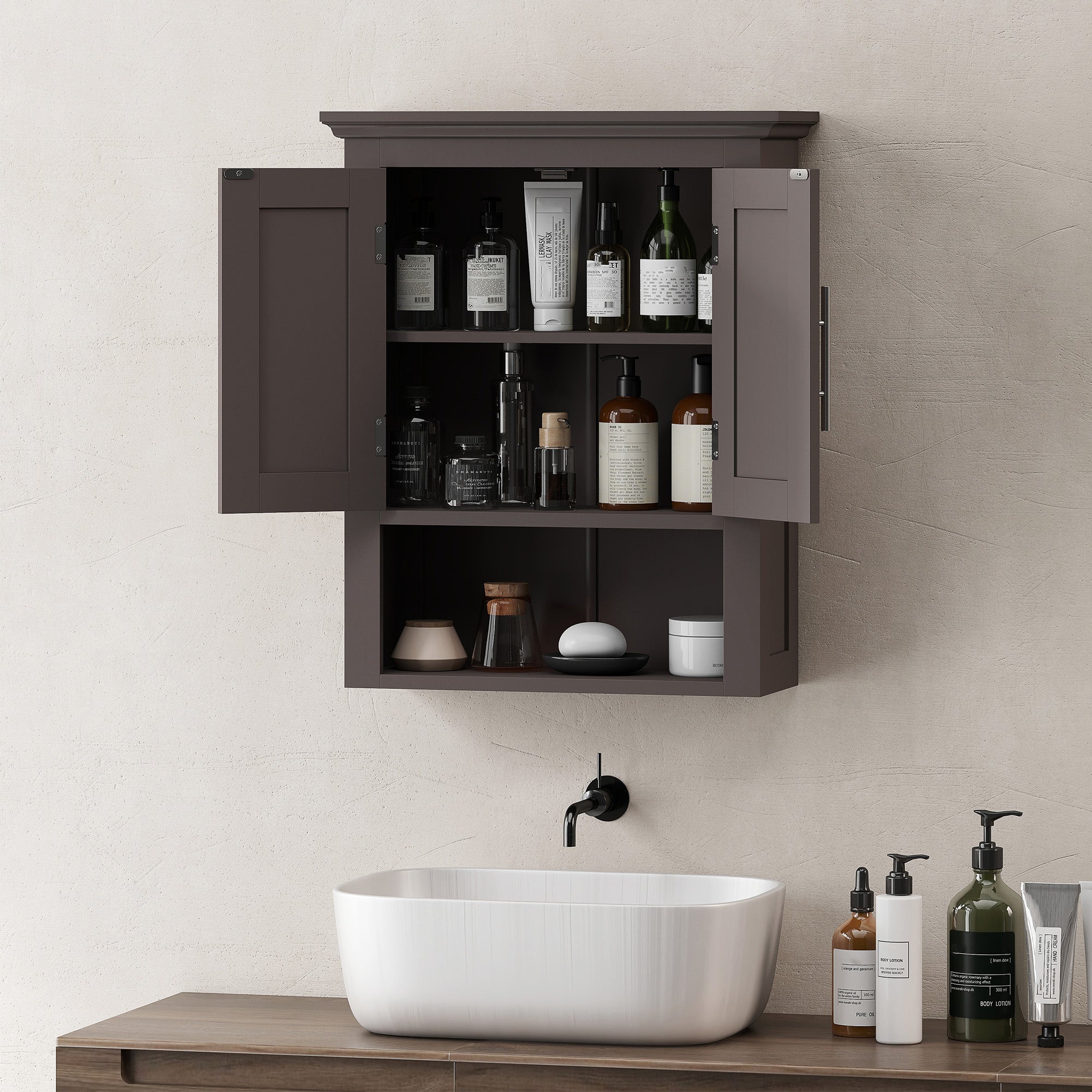 Bathroom Wall Cabinet, Medicine Cabinet, Toilet Storage Cabinet with Shelf for Living Room and Entryway, White