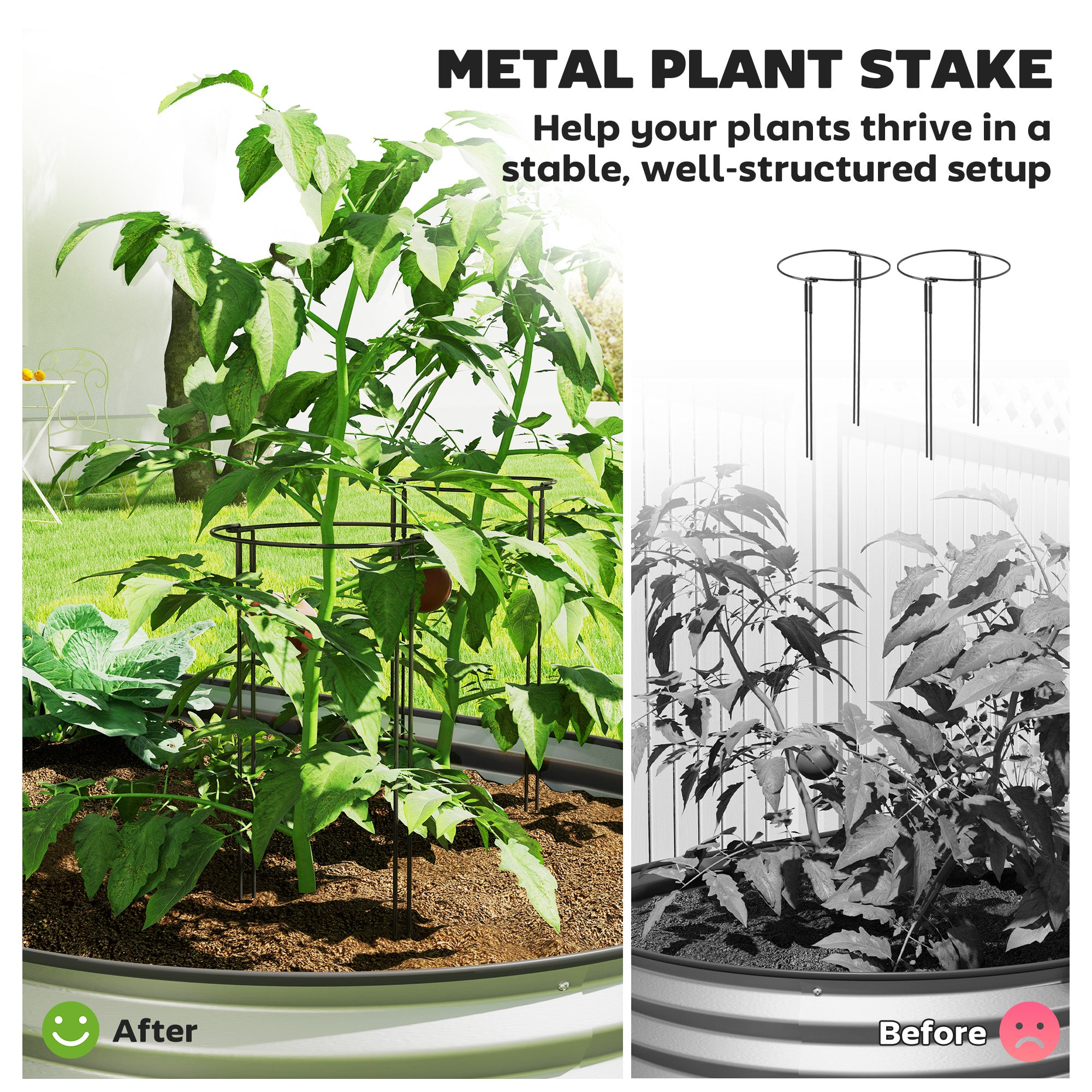6' x 3' x 1' Large Outdoor Planter Box, Galvanized Raised Garden Bed with Metal Plant Stake, Silver