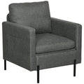 Armchair, Fabric Accent Chair, Modern Living Room Chair with Metal Legs, 2 Side Pockets for Bedroom, Grey