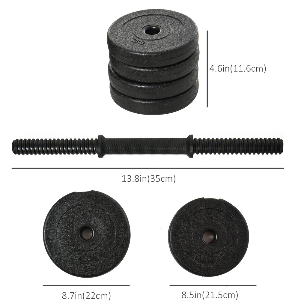 Soozier Adjustable 2 x 22lbs Weight Dumbbell Set for Weight Fitness Training Exercise Fitness Home Gym Equipment, Black (Pair)