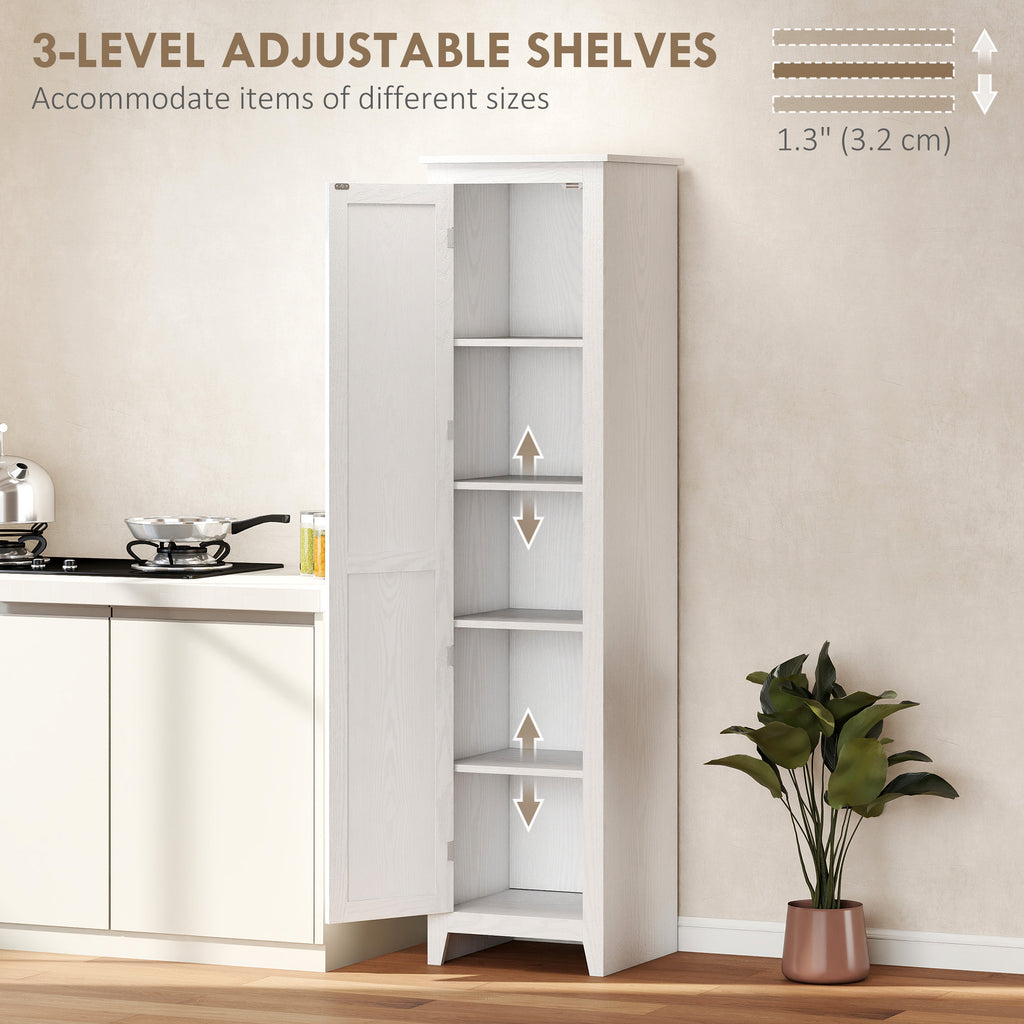 48" Farmhouse Kitchen Pantry Storage Cabinet with Barn Door, Kitchen Pantry Cabinet with Adjustable Shelves, White