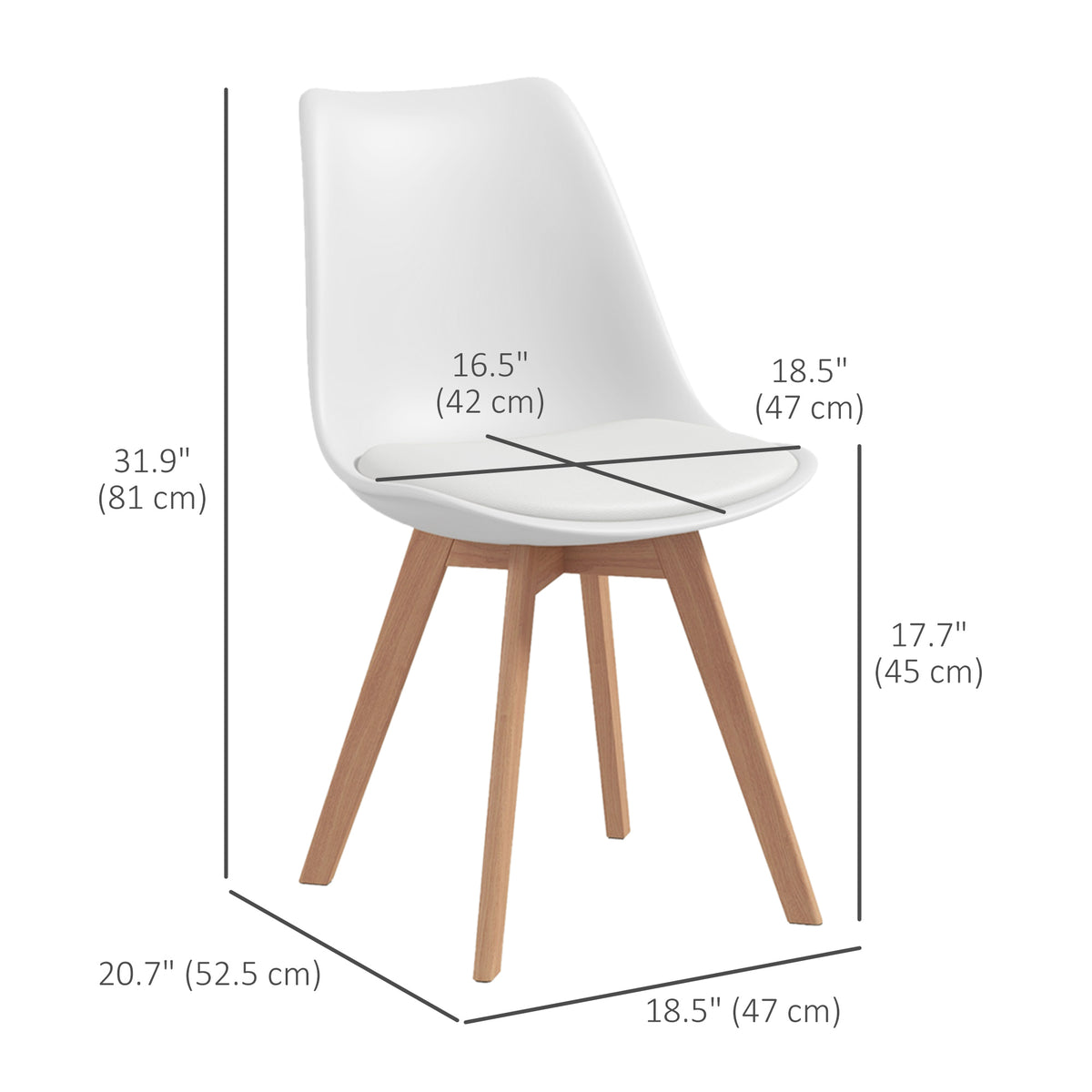 Modern Dining Table Chairs Set of 4, Rubber Wood Kitchen Table Chairs with PU Leather Cushion for Living Room, Bedroom