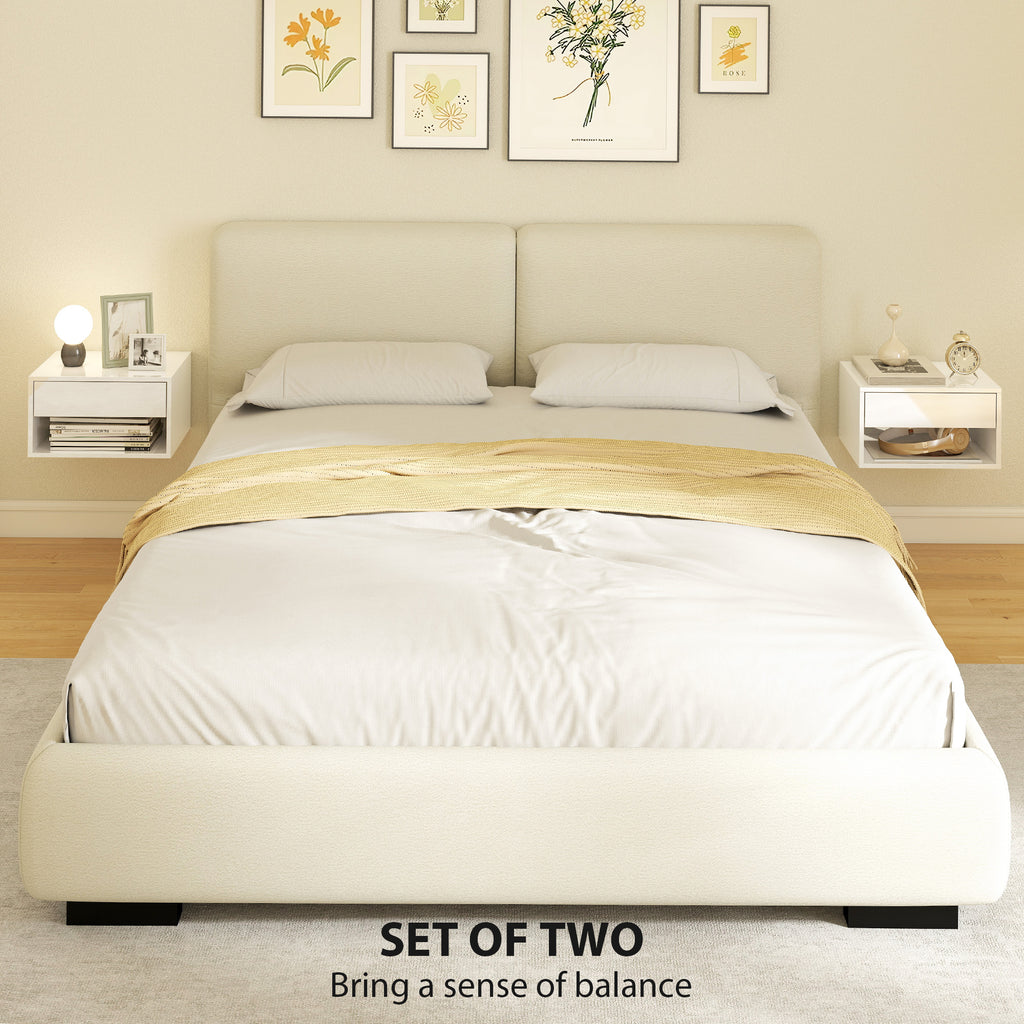 Floating Bedside Tables Set of 2, Wall-Mounted Nightstand, High Gloss Black