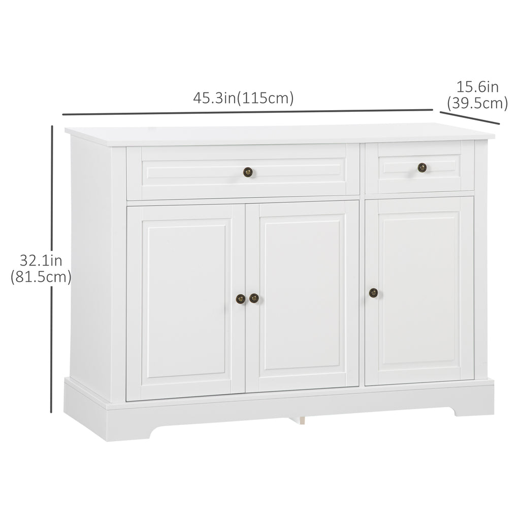 Modern Sideboard Cabinet, Buffet Cabinet with 2 Drawers and Adjustable Shelves, Buffets Tables for Dining Room, Black