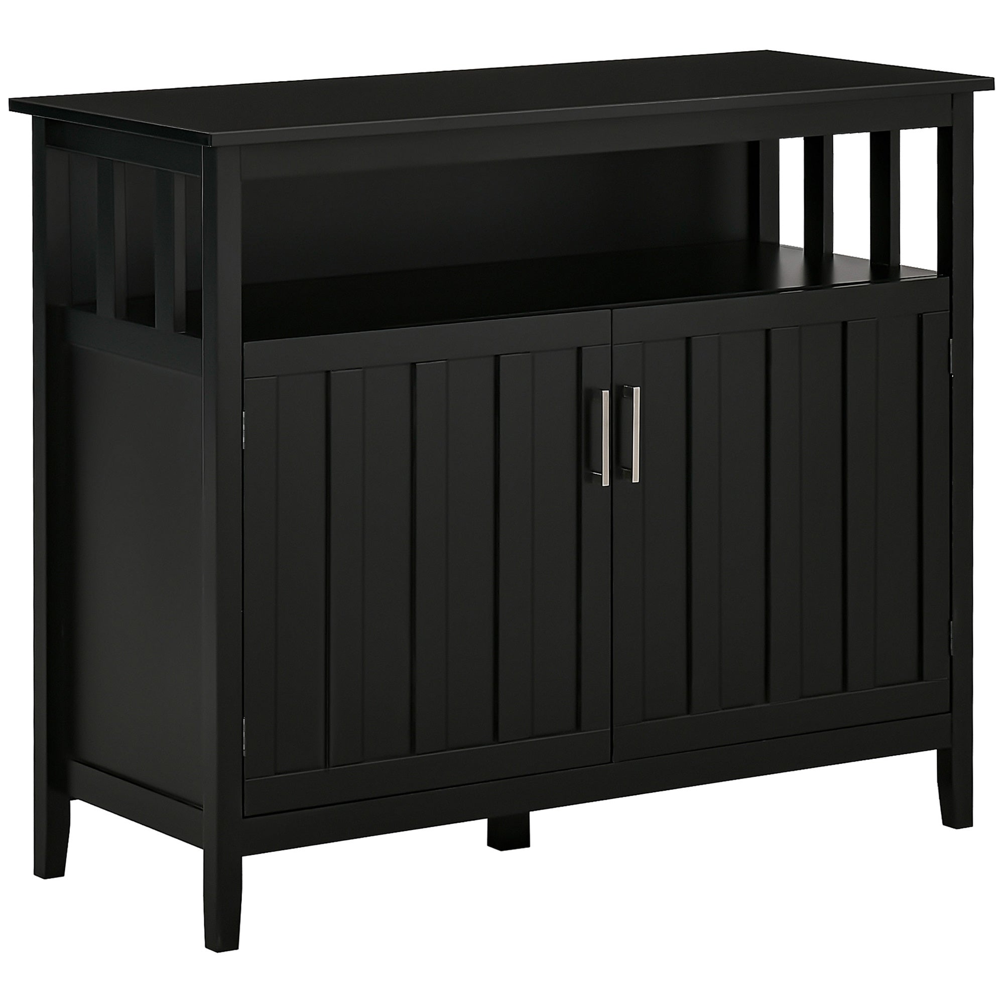 Sideboard Buffet Server Storage Cabinet Console Table with 2 Doors and Adjustable Shelves for Kitchen & Dining Room, Black