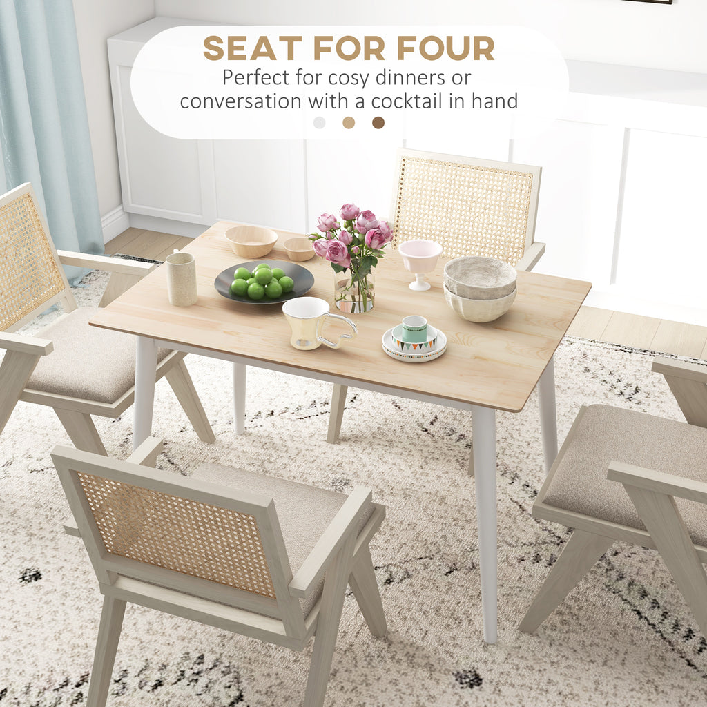 47" x 30" Dining Table, Farmhouse Dining Room Table with Pine Wood Frame, Space Saving Kitchen Table, Natural