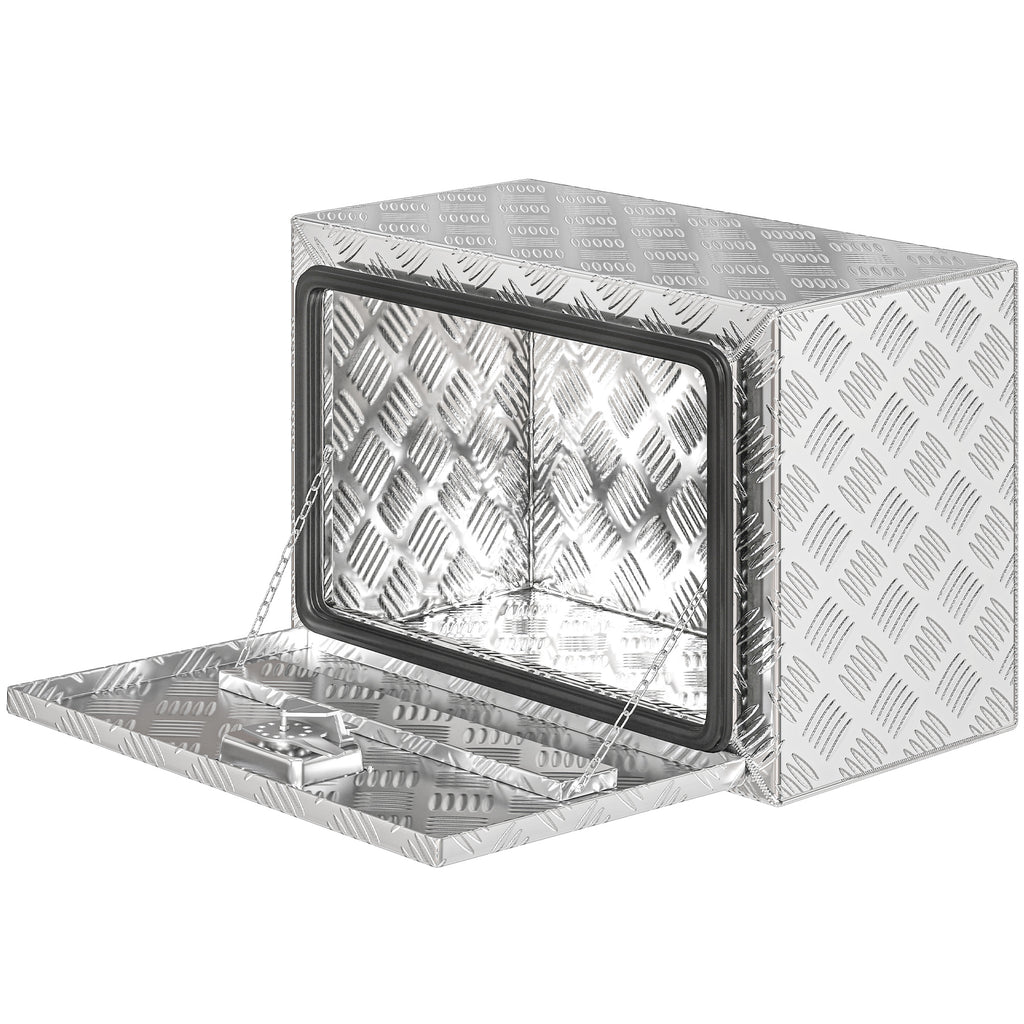 24 Inch Truck Bed Tool Box, Heavy Duty Aluminum Tool Box, Storage Toolbox Chest Organizer with Lock and Keys