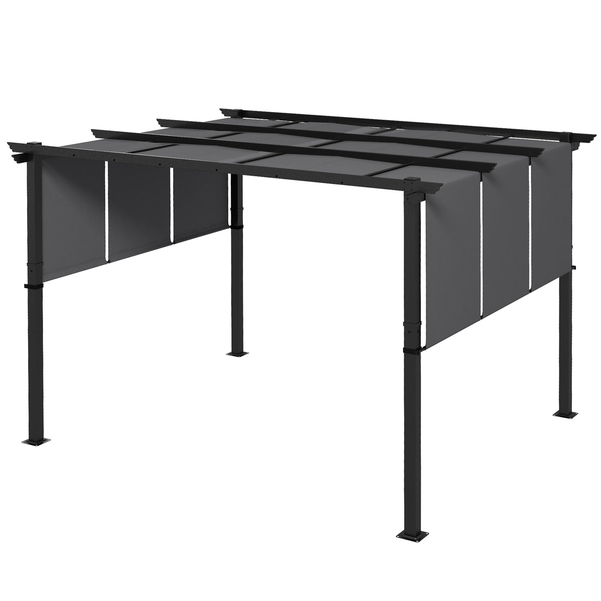 10' x 12' Metal Pergola, Outdoor Pergola with Retractable Canopy, for Garden, Patio, Backyard, Deck