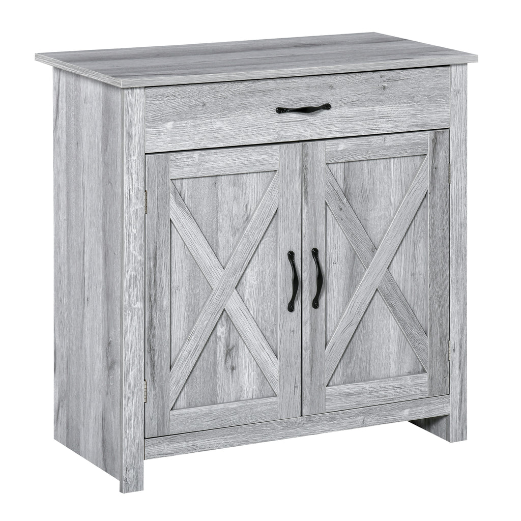 Farmhouse Sideboard Buffet Cabinet, Storage Cabinet with Barn Doors, Grey Grain