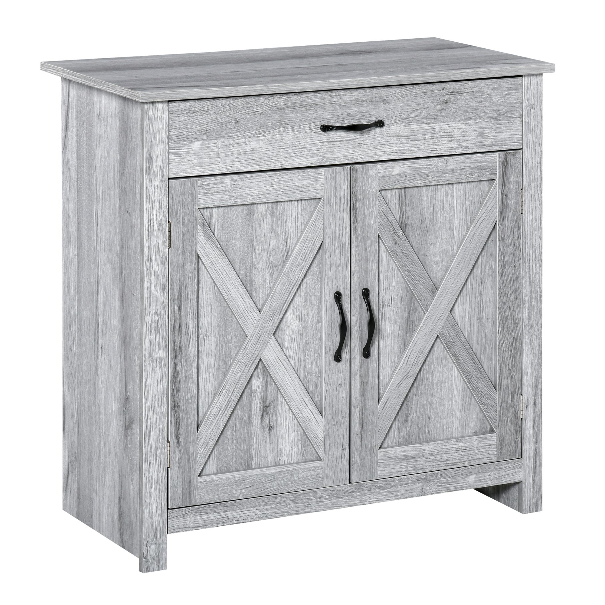 Farmhouse Sideboard Buffet Cabinet, Storage Cabinet with Barn Doors, Grey Grain