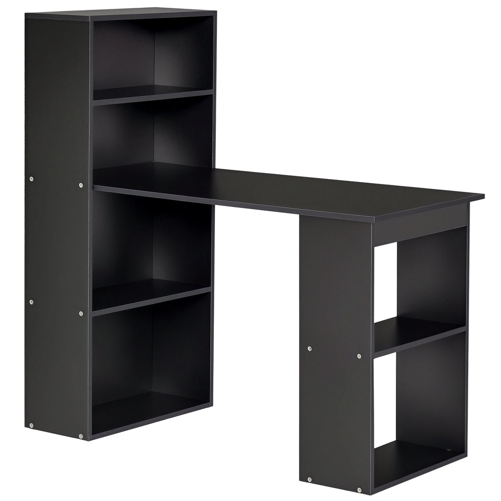 Modern Computer Desk with Storage Shelves, 47" Writing Table Workstation with Bookshelf for Home Office, White