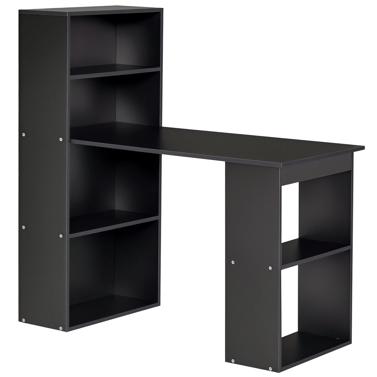 Modern Computer Desk with Storage Shelves, 47" Writing Table Workstation with Bookshelf for Home Office, White