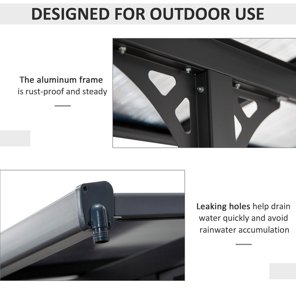 10' x 12' Outdoor Hardtop Pergola Gazebo with Polycarbonate Roof Adjustable Height, Aluminum Frame, UV Protection, Grey