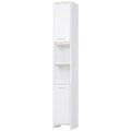 Tall Bathroom Vanities, Narrow Bathroom Cabinets with 2 Doors, Open Compartment and Adjustable Shelves, White