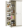 70" Tall Kitchen Pantry Cabinet with Door Shelves and Adjustable Shelves, Cream White