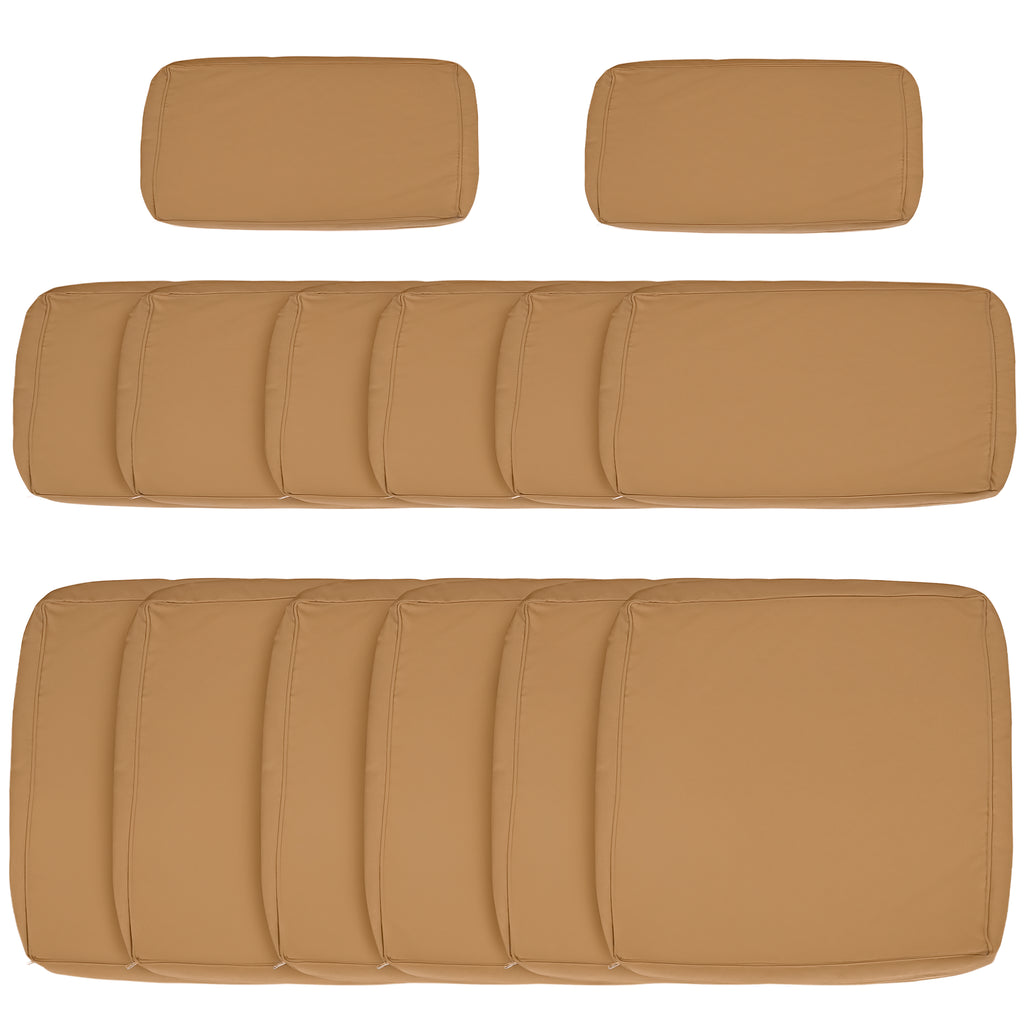 Outdoor 14pc Patio Rattan Sofa Set Cushion Polyester Cover Replacement Set - No Cushion Included Beige | Aosom Canada