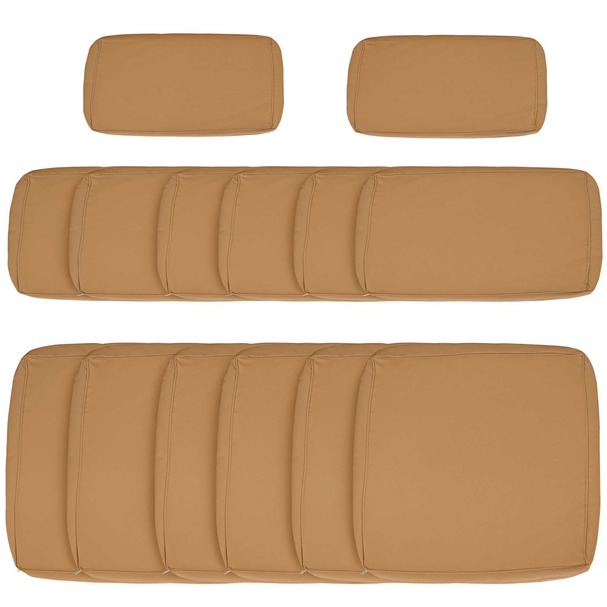Outdoor 14pc Patio Rattan Sofa Set Cushion Polyester Cover Replacement Set - No Cushion Included Beige | Aosom Canada