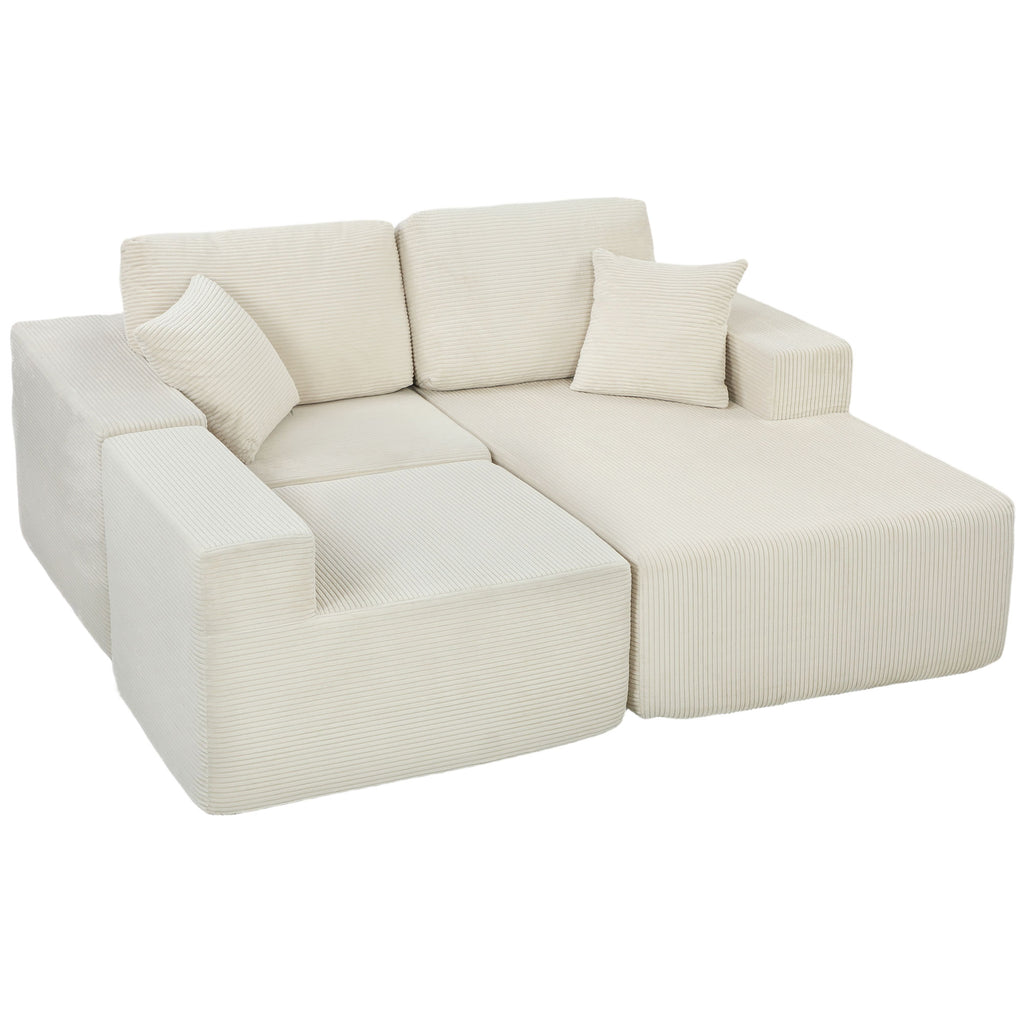 Cream White Modular Sofa, 2-in-1 L Shaped Couch Sofa Bed