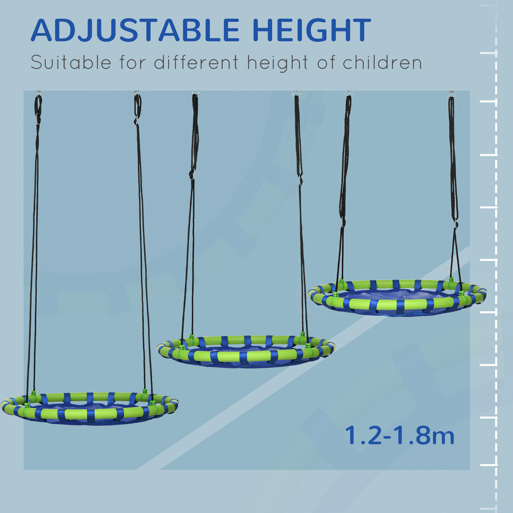 40 Inch Saucer Tree Swing Set for Kids with Adjustable Hanging Ropes, Steel Frame for Kids, 330lbs Capacity, Blue