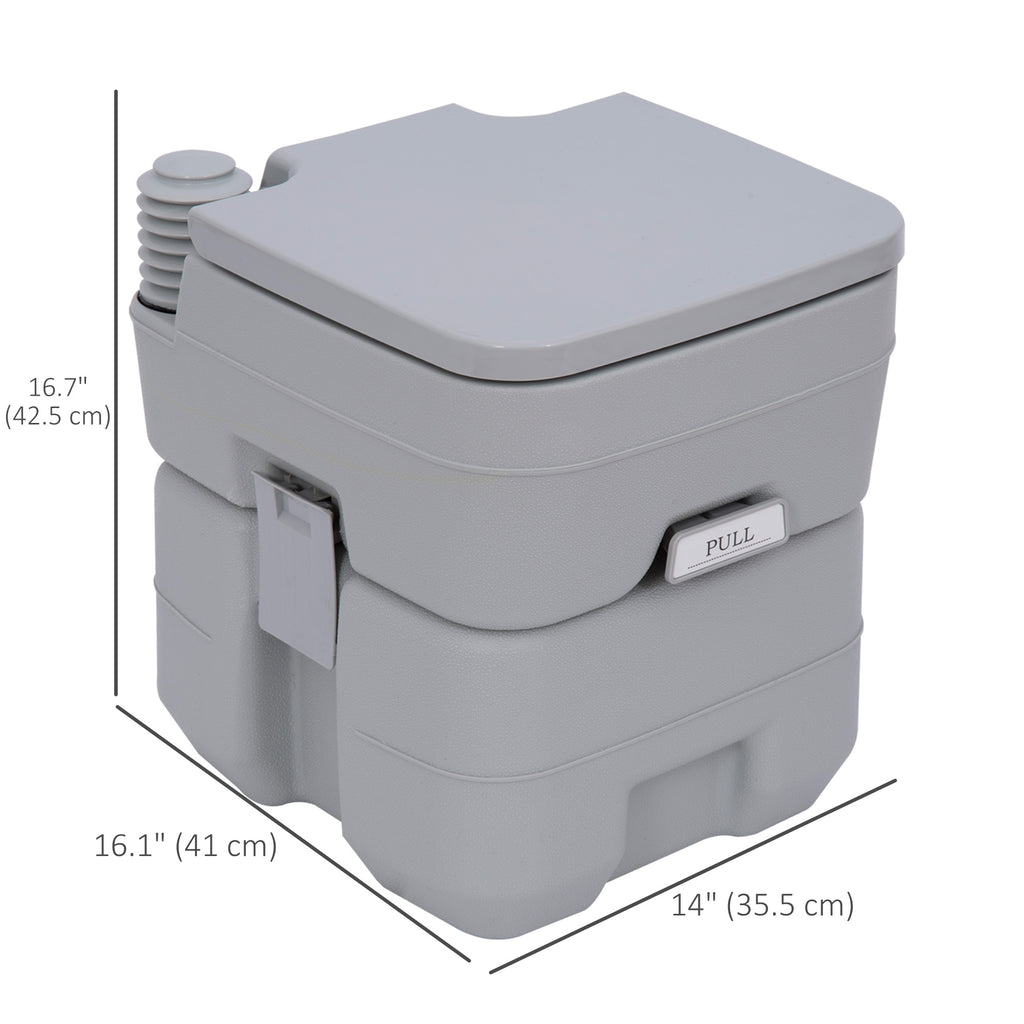 Portable Toilet for Adults, Travel Toilet with 2 Detachable Tanks, Camping Toilet for Trips, 5.3 Gallon (20L), Grey