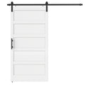 42"x84" Sliding Barn Door with Hardware Kit, Shaker Style Sliding Door with Handle, Track, Floor Guide, White Wood Grain