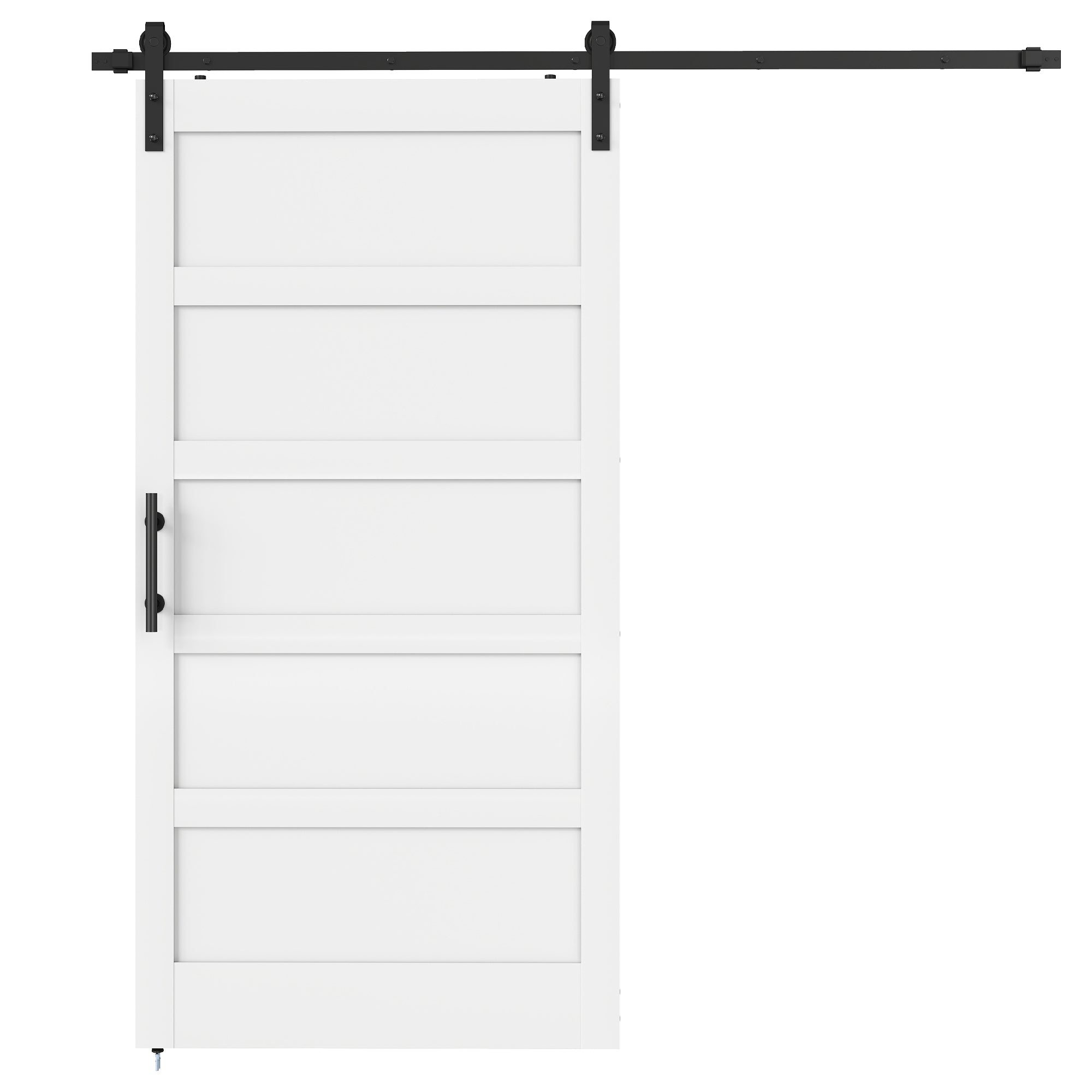 42"x84" Sliding Barn Door with Hardware Kit, Shaker Style Sliding Door with Handle, Track, Floor Guide, White Wood Grain