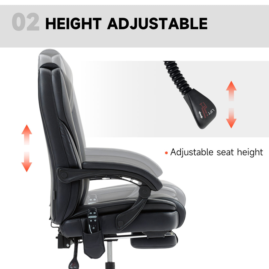 Massage Office Chair, Reclining Computer Chair with Adjustable Height and Footrest, Brown