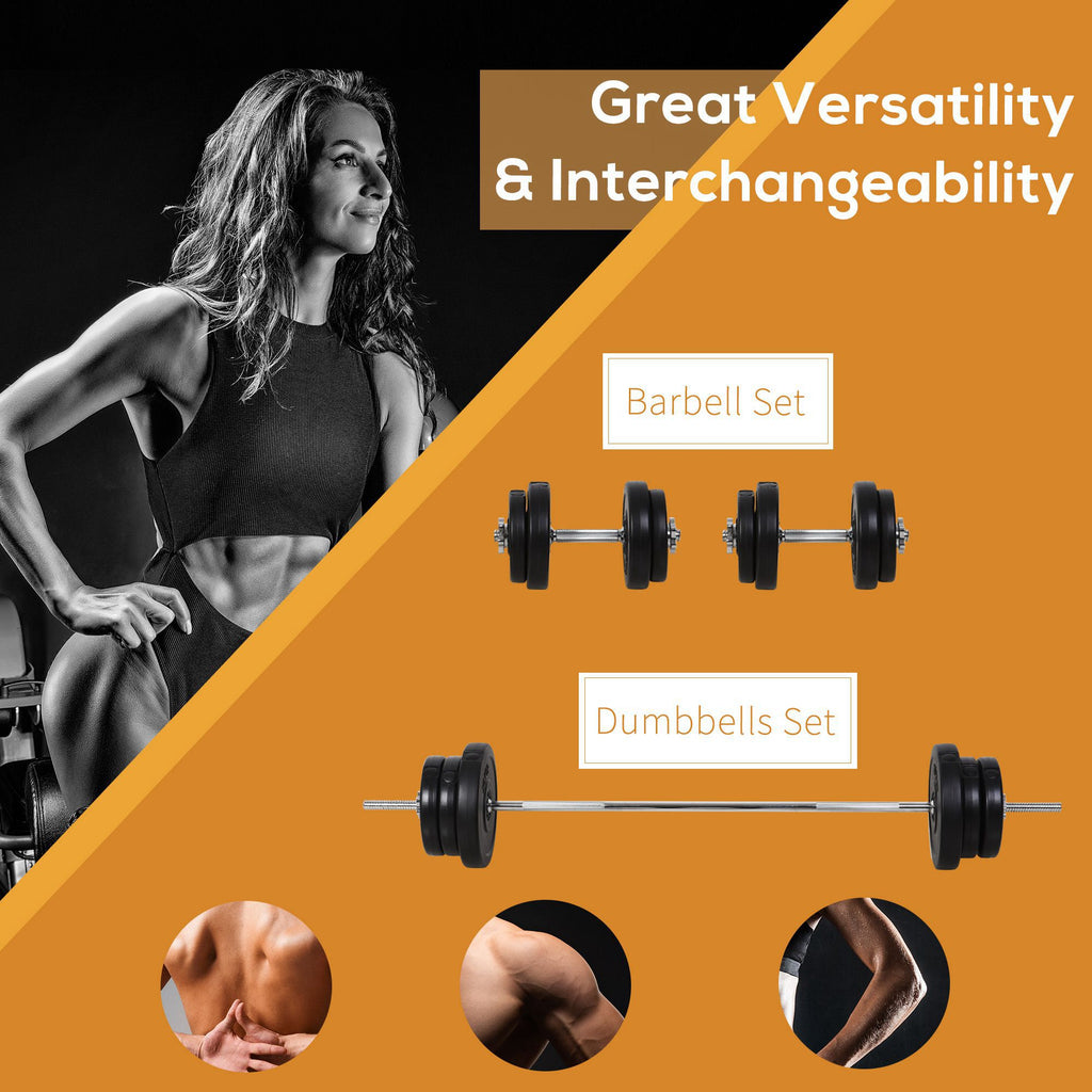 Soozier 145lbs Dumbbell & Barbell Adjustable Set Plate Bar Clamp Rod Home Gym Sports Area Exercise