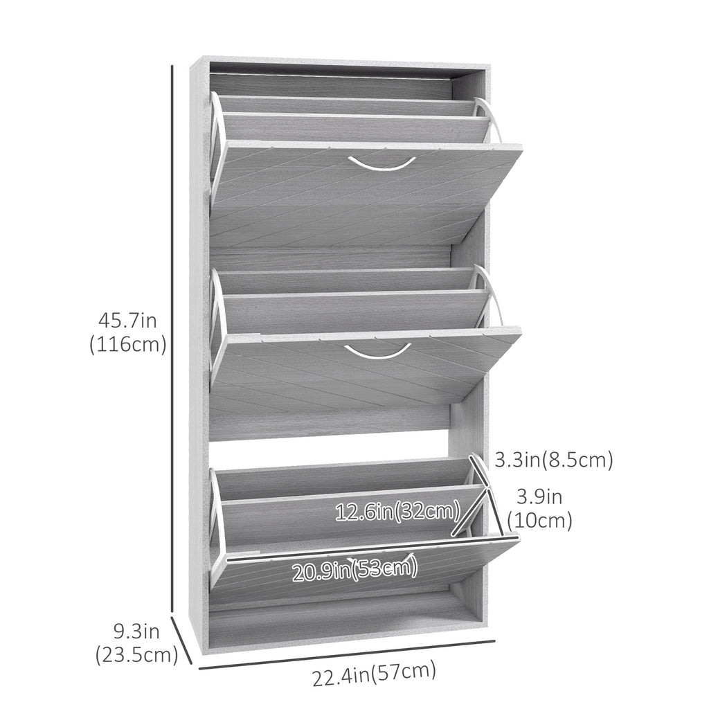 Shoe Storage Cabinet with 3 Flip Drawers, Narrow and Slim, 12 Pair of Shoes Organizer for Hallway, Entryway