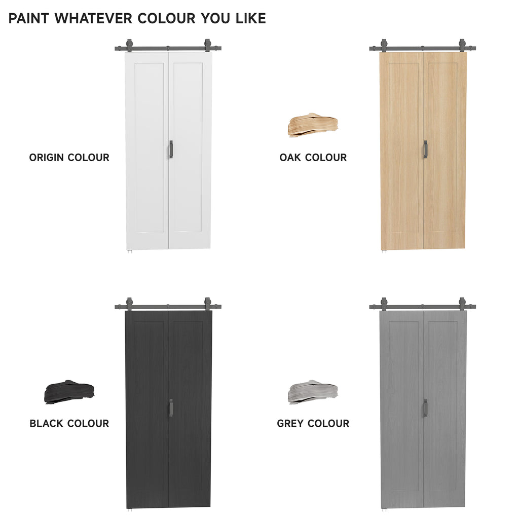 35" x 83" Sliding Door with 3.6FT Bi-Folding Door, Hardware Kit Included & Handle, DIY Paintable MDF Surface