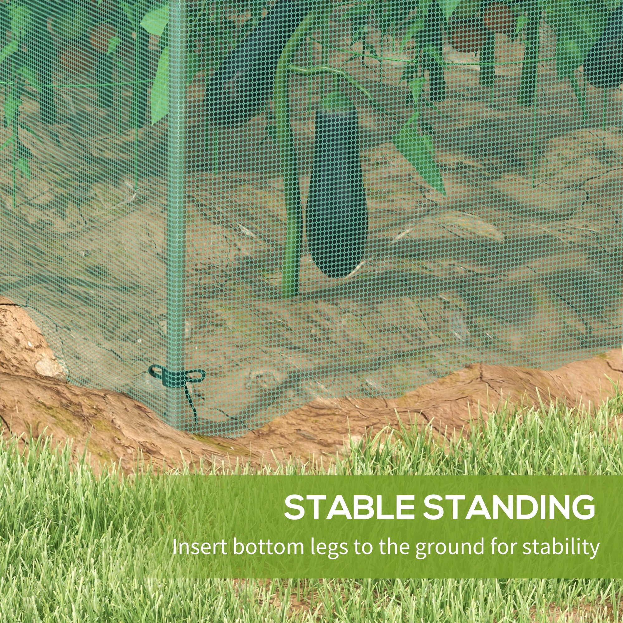 Galvanized Steel Crop Cage, Plant Protection Tent with Zippered Door, 4' x 4', Green