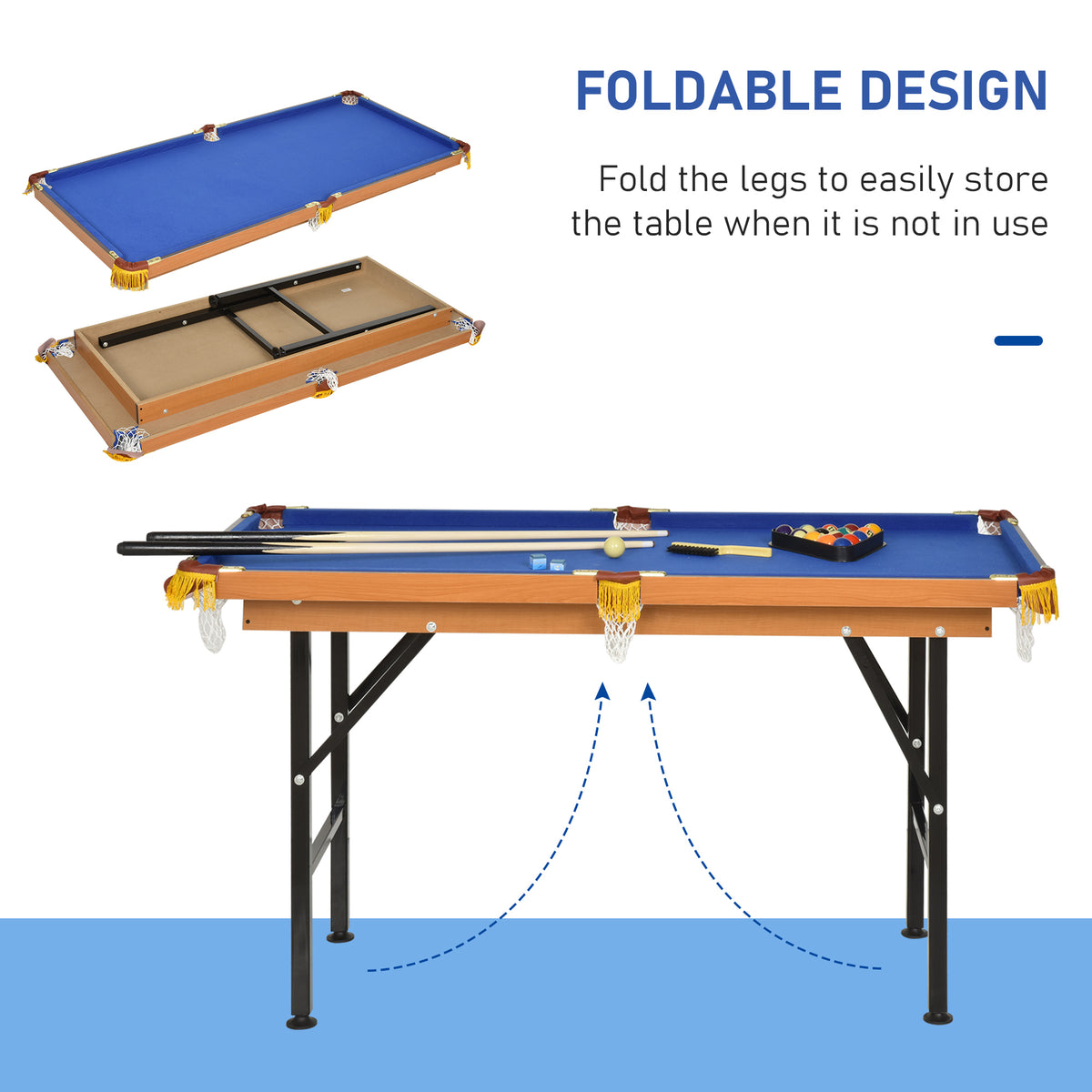 Soozier 55" Mini Pool Table Portable Billiard Table Includes Cues, Ball, Chalk, Rack, Green