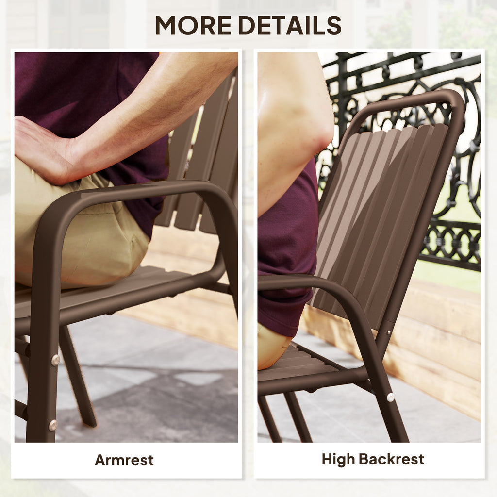 Stackable Outdoor Dining Chairs Set of 4, for Patio, Balcony, Deck, Garden, Dark Brown