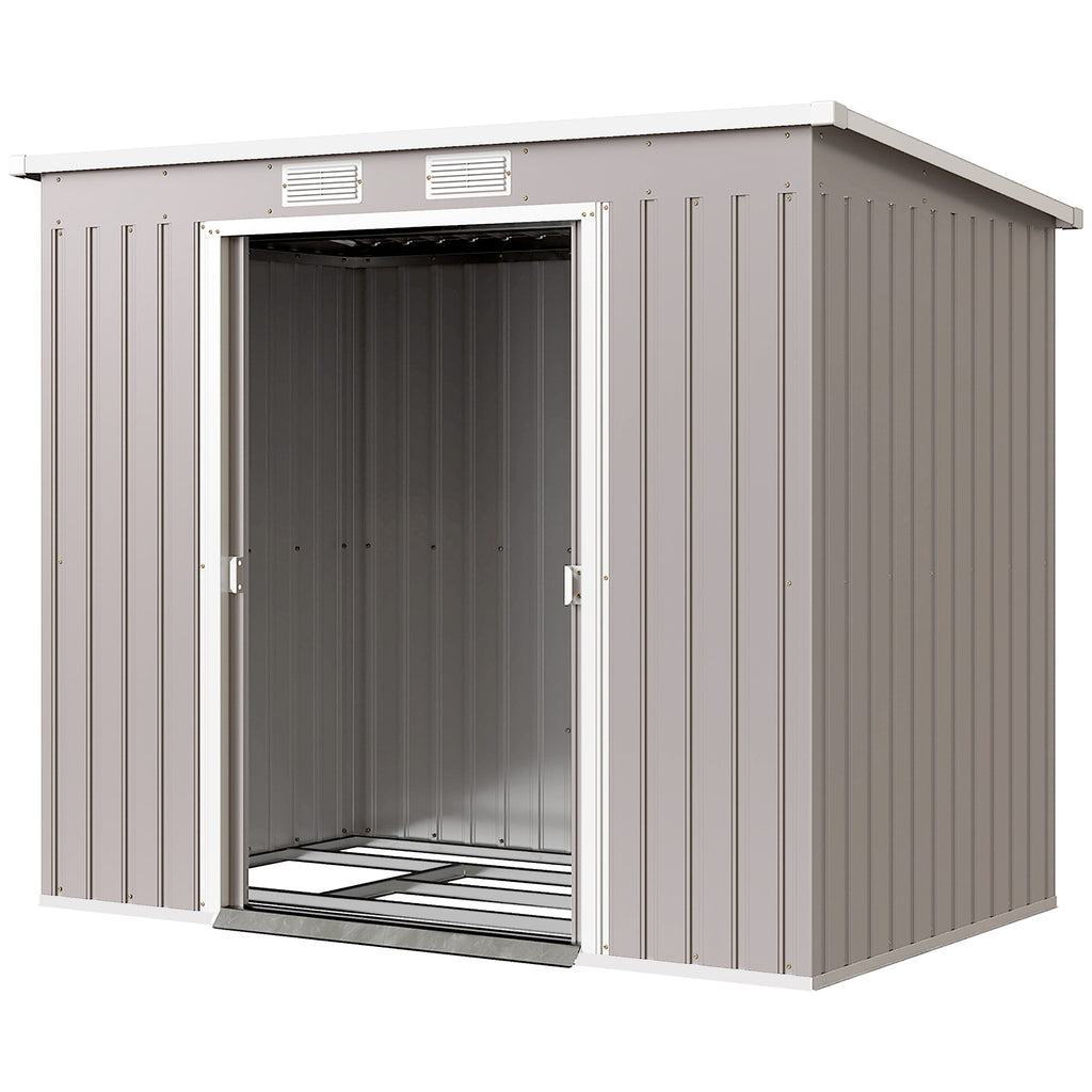 حظيرة حديقة من الفولاذ المجلفن 7' × 4' مع طقم أساسات - أخضر