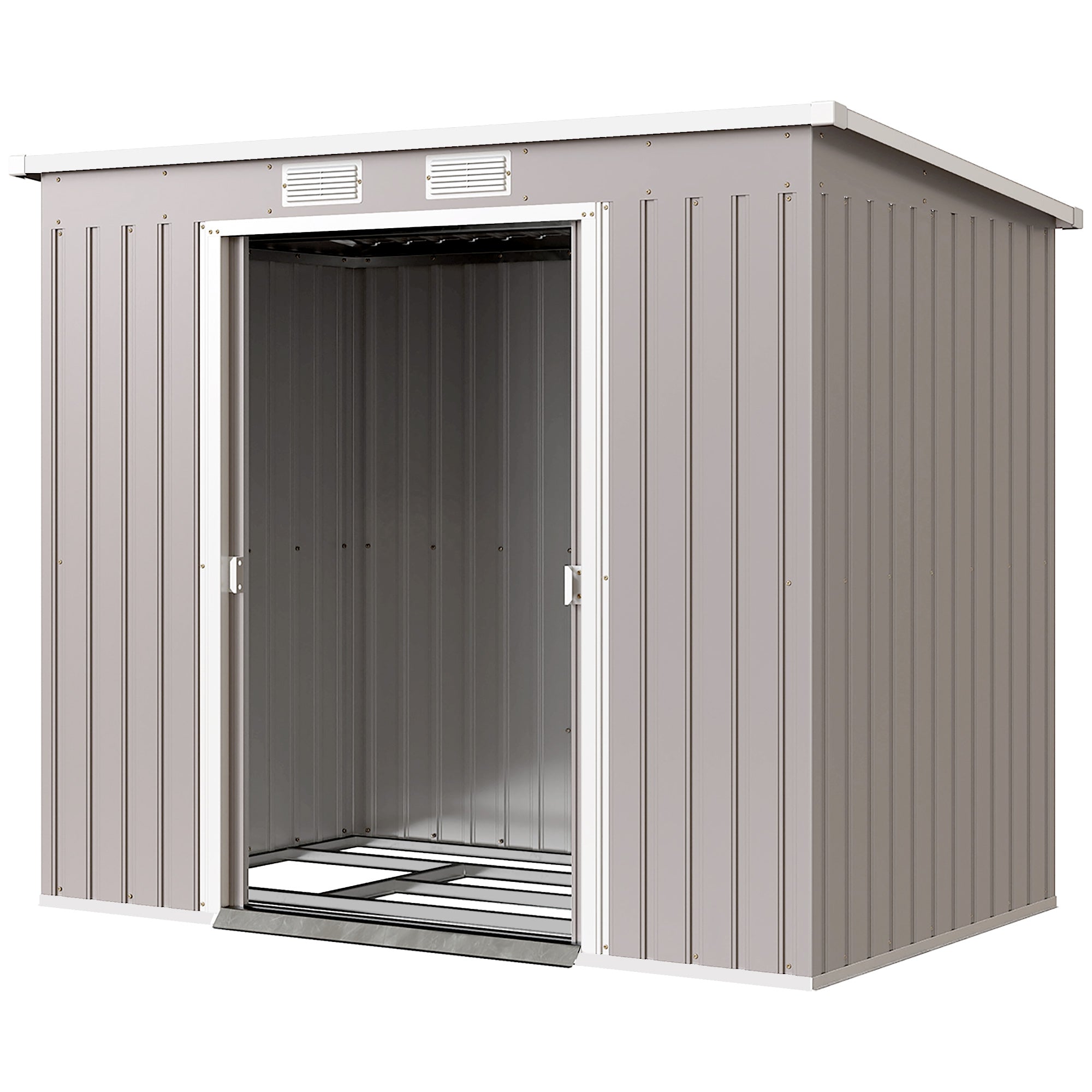 حظيرة حديقة من الفولاذ المجلفن 7' × 4' مع طقم أساسات - أخضر