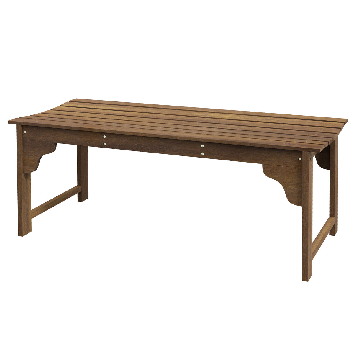 Wooden Garden Bench, Patio Double Park Bench with Slatted Seat, Front Porch Backless Bench, Teak