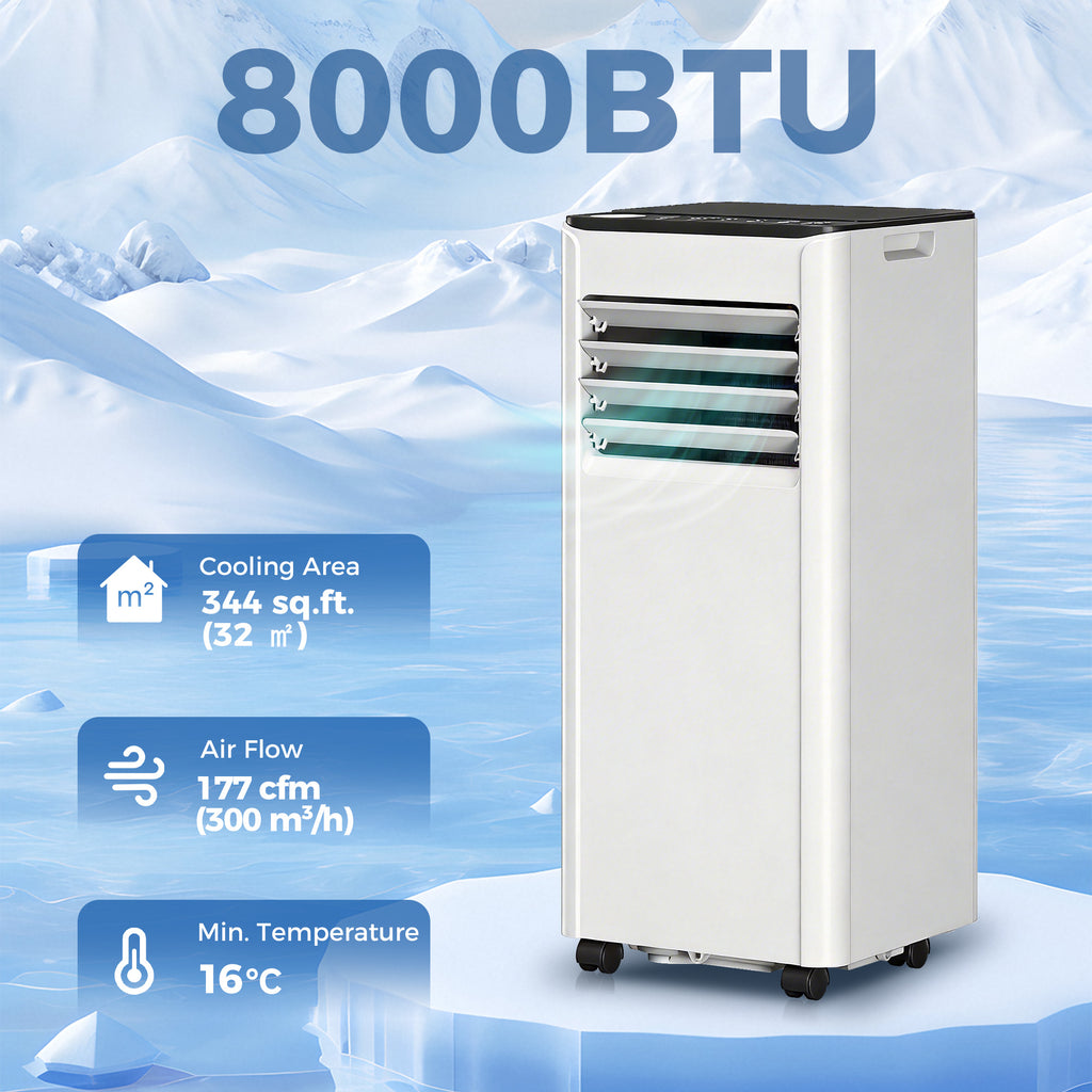 10,000 BTU ተንቀሳቓሲ ኣየር ማስተኻኻሊ፡ ኣብ ሓደ ክፍሊ ክሳብ 441 ካሬ ጫማ ዝስፋሑ ንዝህልዎ ክፍሊ ምስ ማይ ኣልማዝ ኣስተኻኻሊ፡ ፋን፡ ዋይፋይ ቪዮይስ ሪሞት ኮንትሮል ዘለዎ።