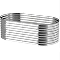 5 x 2.5 x 2 ft Galvanized Raised Garden Bed, Easy DIY Oval Planter Box with Safety Edging and Gloves, Silver